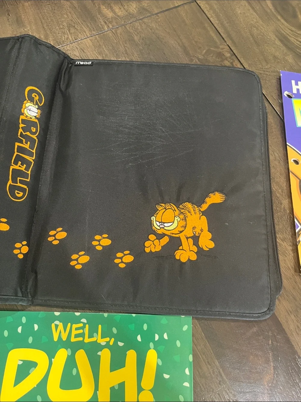 90s Vintage Garfield Mead PAWS Binder w/ 3 Garfield Pocket Folders